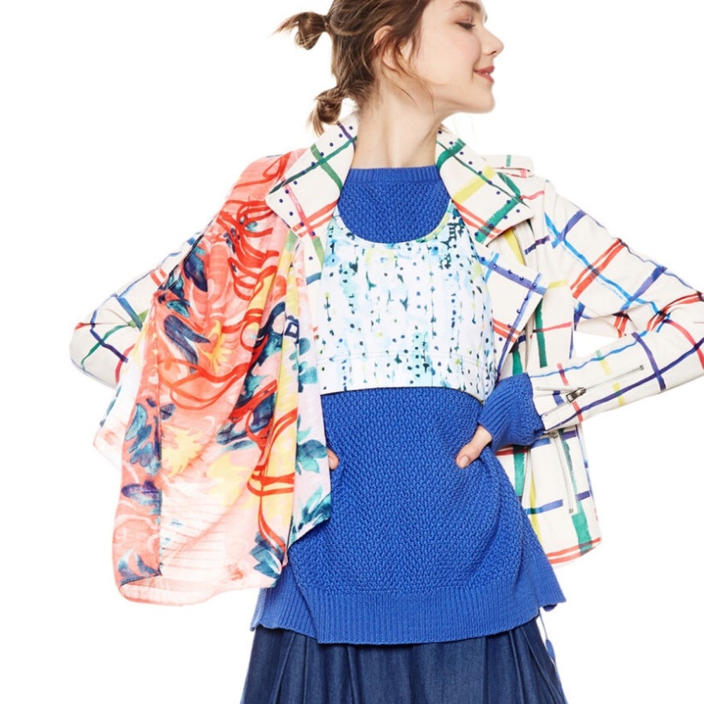 Desigual “Born” Parrot Print Scarf | Colorful Boho Statement Wrap - Picture 3 of 6
